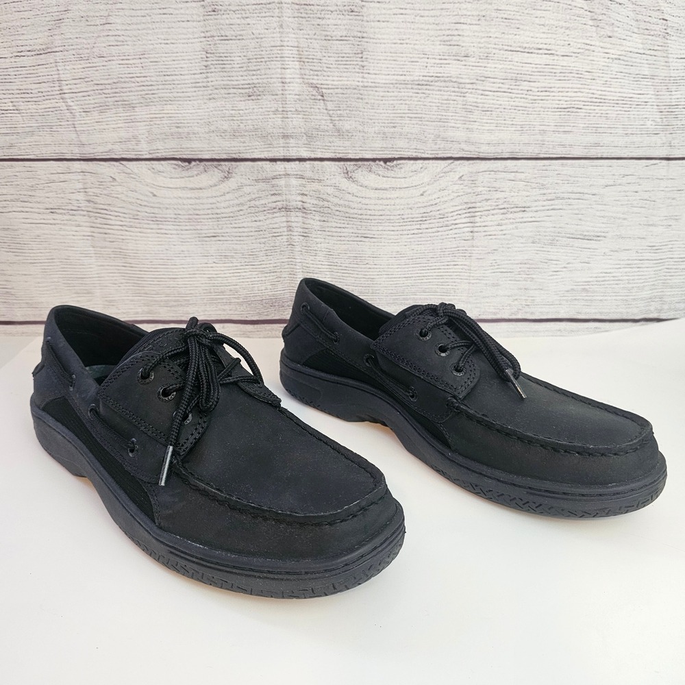 Sperry Top-Sider Billfish Men's Size 10.5 All Black 3-Eye Boat Shoe NWOT NWOB